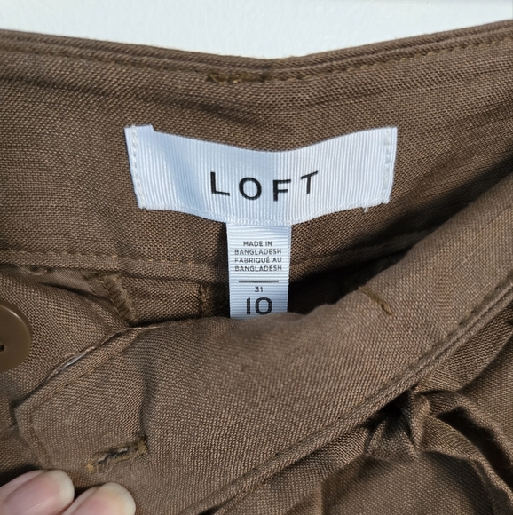 LOFT Wide Leg Brown Pants Trousers Linen High Waist Size 10 M - Picture 13 of 13